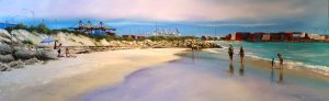 An oil painting of Port Beach in North Fremantle on the coast of the Indian Ocean in Perth Western Australia