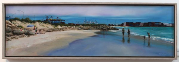 An oil painting of Port Beach in North Fremantle on the coast of the Indian Ocean in Perth Western Australia