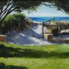 An oil painting of a sunlit pathway at South Fremantle's popular South Beach by Perth artist Ben Sherar