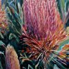 An original oil painting by Western Australian Artist Kiya Kalem depicting Banksia Blooms in the sun