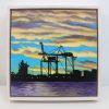 An original oil painting of sunset ofer the Port of Fremantle by Western Australian Artist Ben Sherar