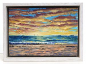 A small seascape sunset painting by Western Australina Artist Ben Sherar