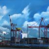 An original oil painting portraying Fremantle's working port by Artist Ben Sherar
