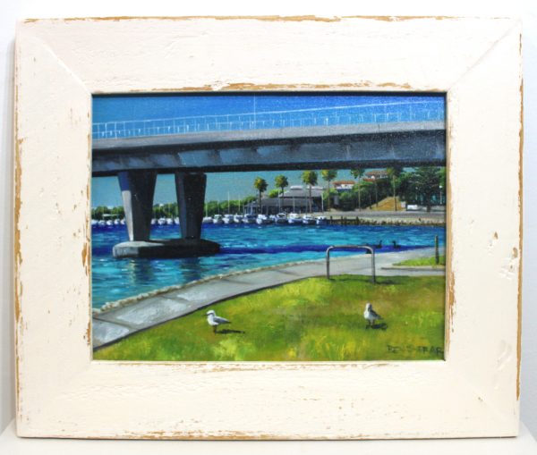 An original oil painting showing a view of theSwan River by Artist Ben Sherar