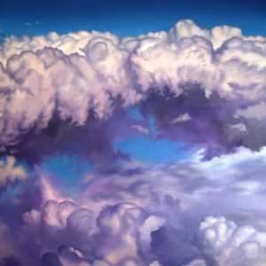 An original cloudscape oil painting on Aluminium panel by Ben Sherar